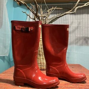 Hunter Cherry Red Waterproof Boots